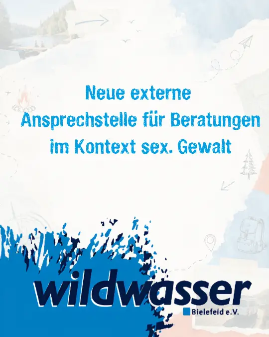 Grafik zur neuen externen Ansprechstelle für Beratungen im Kontext sexualisierter Gewalt bei Wildwasser Bielefeld e. V.